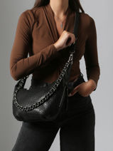 Cross Body Tas Vintage Leder Mila louise Zwart vintage 3485E-vue-porte